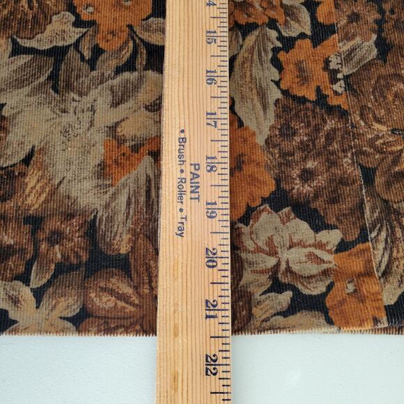 80s Brown Floral Corduroy Mini Skirt M Boho Prairie Cottagecore Goblincore - Picture 11 of 13